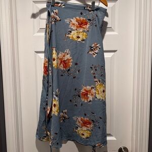 Floral Blue Wrap Skirt